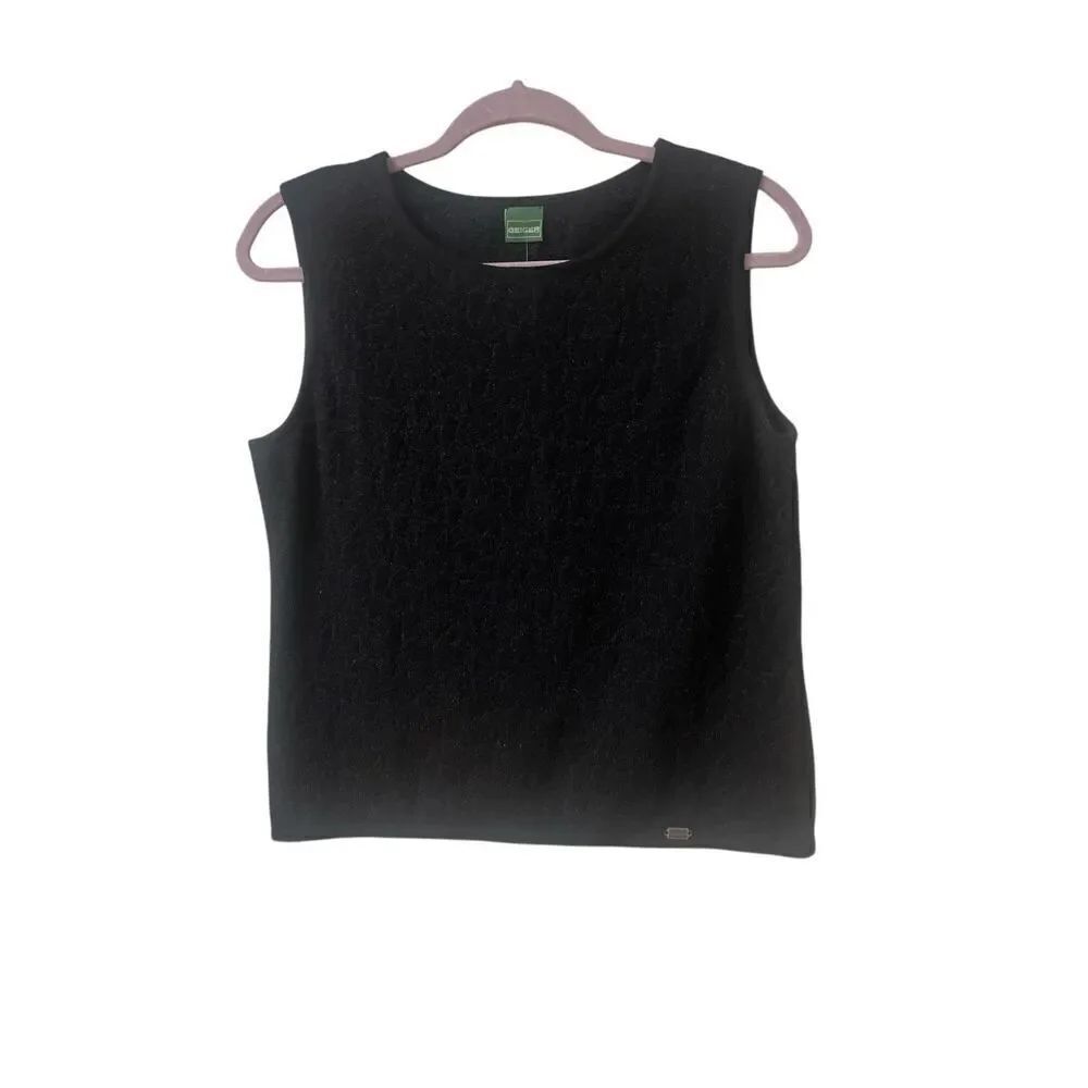 Geiger sweater vest black with subtle gold pattern sz 42 /large